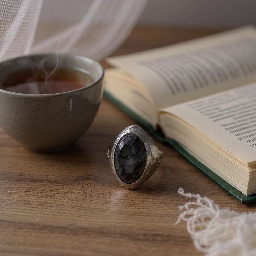 Large Rutilated Rutile Quartz Statement Ring, size 6 3/4